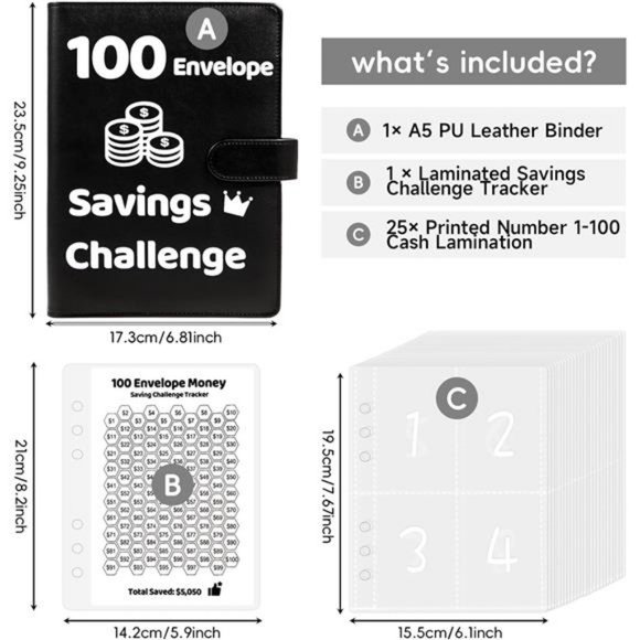 100 Envelopes Money Saving Challenge Laminated Budgeting Planning Tracker - Picture 2 of 8